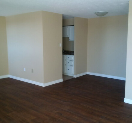 295 Lakeshore Vacant living room facing kitchen