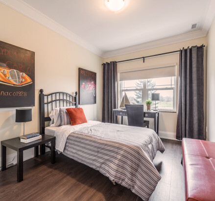 335 Dunsdon Staged model suite Bedroom facing window