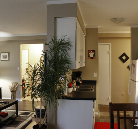 360 Caron 2 bedroom kitchen and living room