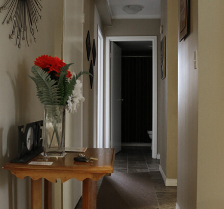 360 Caron 2 bedroom staged hallway
