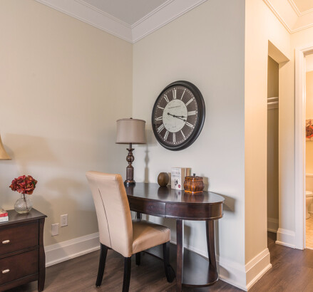 555 Park Staged model suite Master bedroom