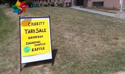 BRI Charity Yard Sale banner