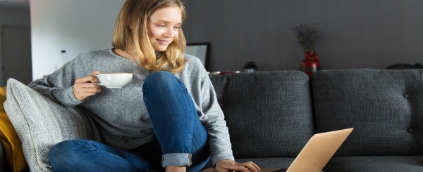 Girl Laptop Couch